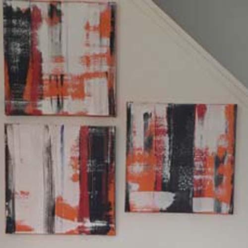 "The Trio" (3) 2' x 2' Original 
Abstract Acrylic 
in Private Home : Abstracts : Susan Braha Photography and Fine Art