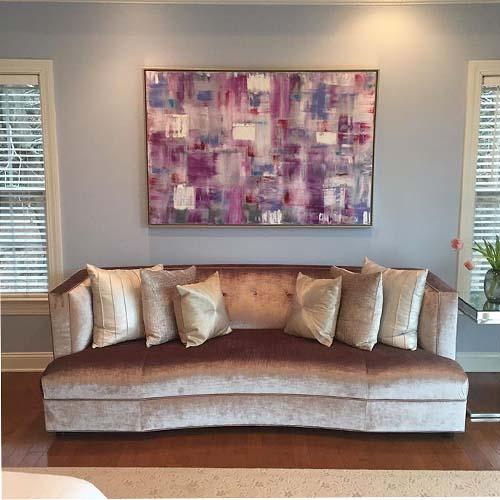 "Chanel Patchwork" Violet Abstract Oil Painting  In Private New Jersey Home (SOLD)
 : Installations : Susan Braha Photography and Fine Art