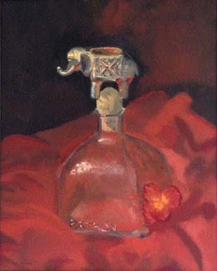 "Patron on Red Satin" Oil on Canvas : Danielle : Susan Braha Photography and Fine Art