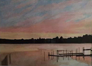 "Bay Sunrise" 30" x 22"
Watercolor & Ink 
In Private NJ Home (SOLD)
 : Landscapes : Susan Braha Photography and Fine Art