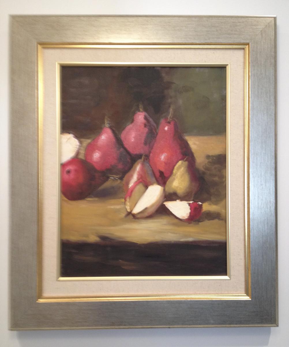 "Red Pears" 
(Study in Elizabeth Brandon Illustrator for Cook's Magazine from 2000-2007)
 Oil Painting (2014)
In Brooklyn Apartment : Study of the Artists Robert Papp & Elizabeth Brandon (Cook's Illustrated Magazine) : Susan Braha Photography and Fine Art