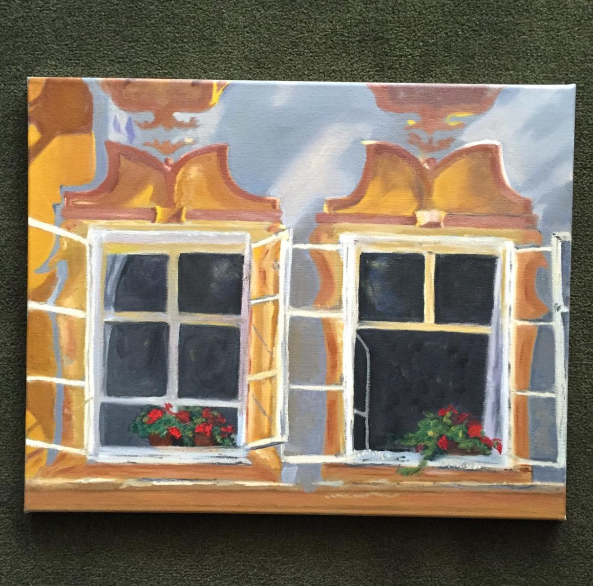 "Windows in Salzburg, Austria",
painted from a Photograph by Andre Baranowski from the book A Taste of Fantasy (For Sale $425) : Still Life : Susan Braha Photography and Fine Art