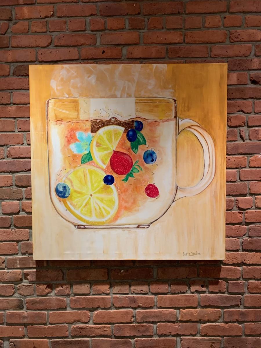 "Cup of Fruity Tea"
Acrylic 3ft. x 3ft. 
New York Kitche : Installations : Susan Braha Photography and Fine Art