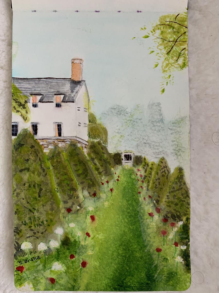 "House with a Garden"
Mini Watercolor
 5in. x 8in. Photo from the Cover of Veranda Magazine (SOLD) : Still Life : Susan Braha Photography and Fine Art