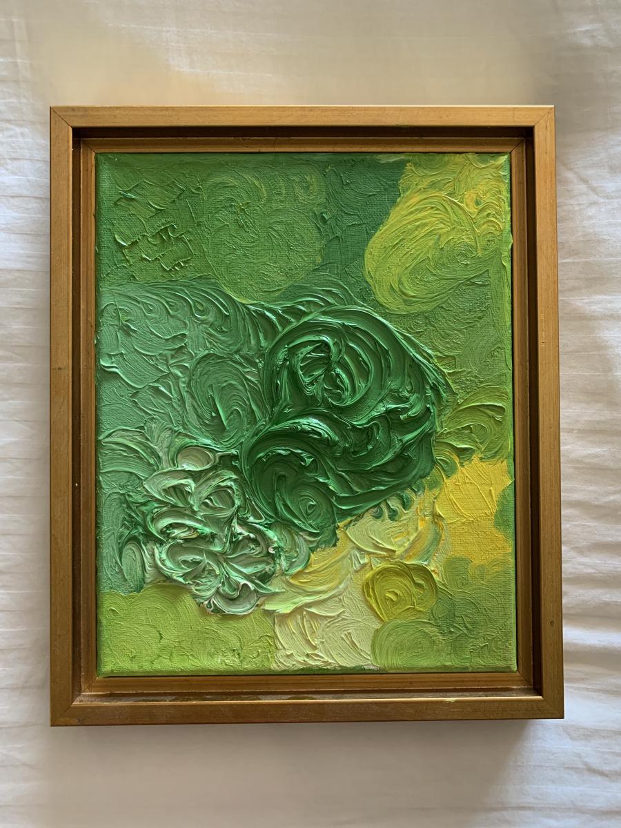 Beautiful Green Oil on Canvas 8"x10" In New York Apartment : Abstracts : Susan Braha Photography and Fine Art