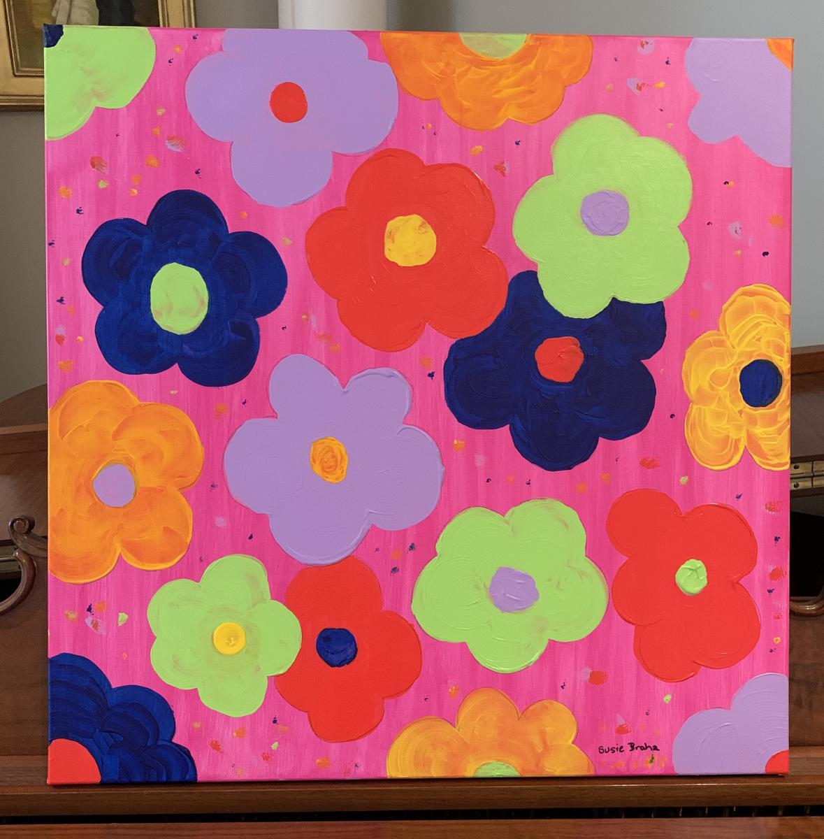 "Psychedelic Daisies" Acrylic on Canvas  (For Sale $565.) : Abstracts : Susan Braha Photography and Fine Art