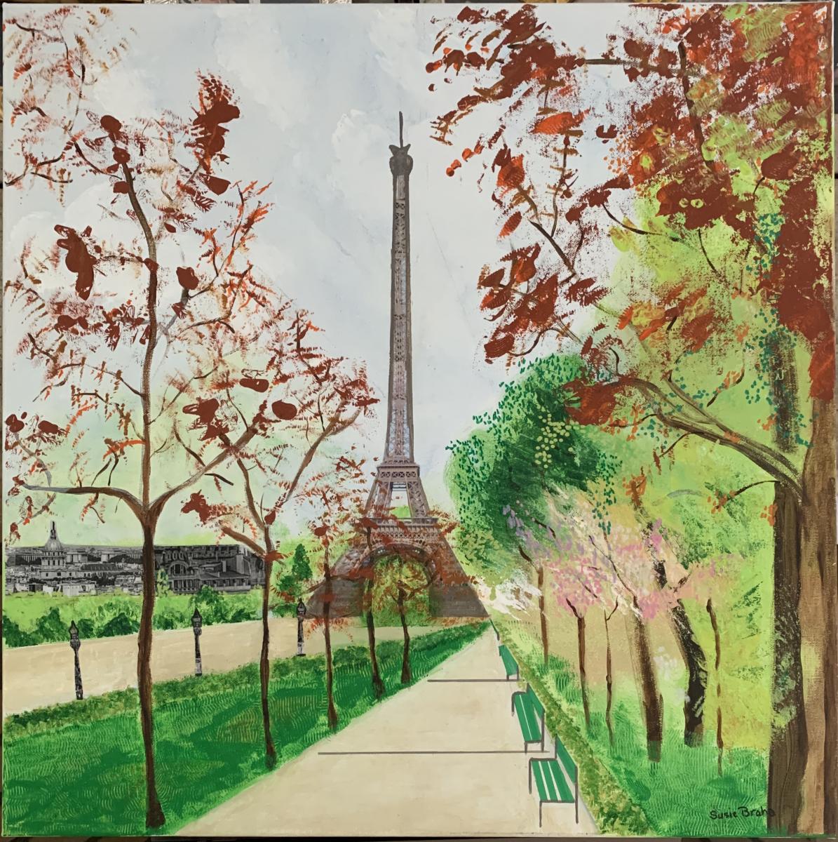"A Little Bit of Paris" Original Acrylic & Collage (For Sale $700)) : Landscapes : Susan Braha Photography and Fine Art
