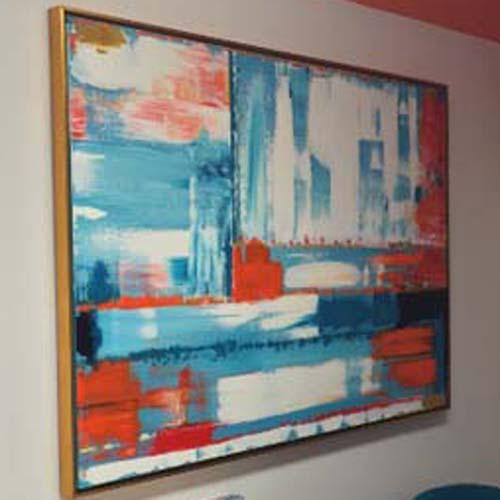 "Complimentary Colors"
Original Oil 4' x 6' (2016)
Shown here originally in  a Manhattan Office. SOLD  At  
The Joyful Heart Foundation Charity Auction : Abstracts : Susan Braha Photography and Fine Art