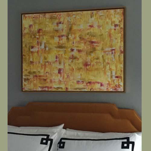 3'x4'  "Yellow & Hot Pink "
Abstract  Oil Painting          in private home Bklyn,New York : Installations : Susan Braha Photography and Fine Art