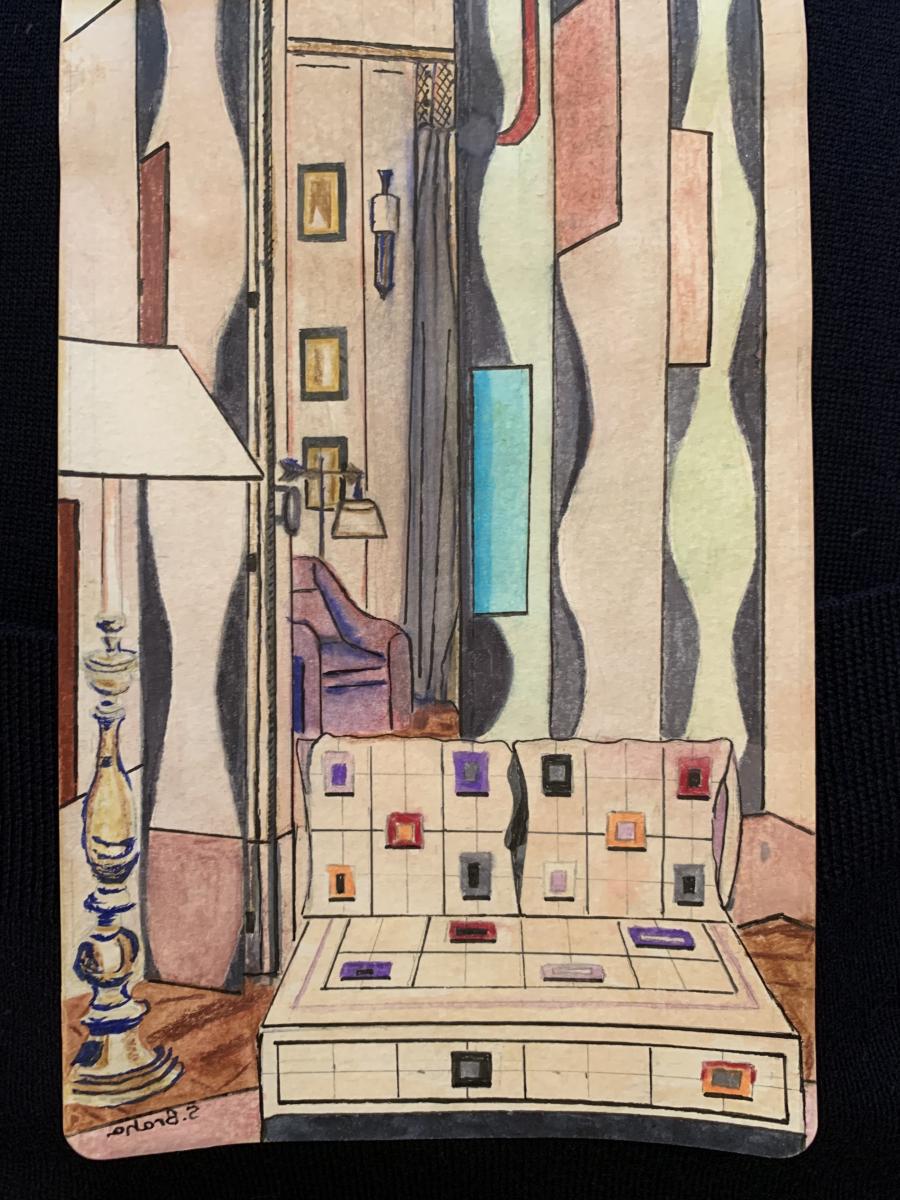 "Let's Take A Seat"
Mini Watercolor
 5in. x 8in. Photo taken from the Cover of Galerie Magazine (For Sale $110) : Still Life : Susan Braha Photography and Fine Art