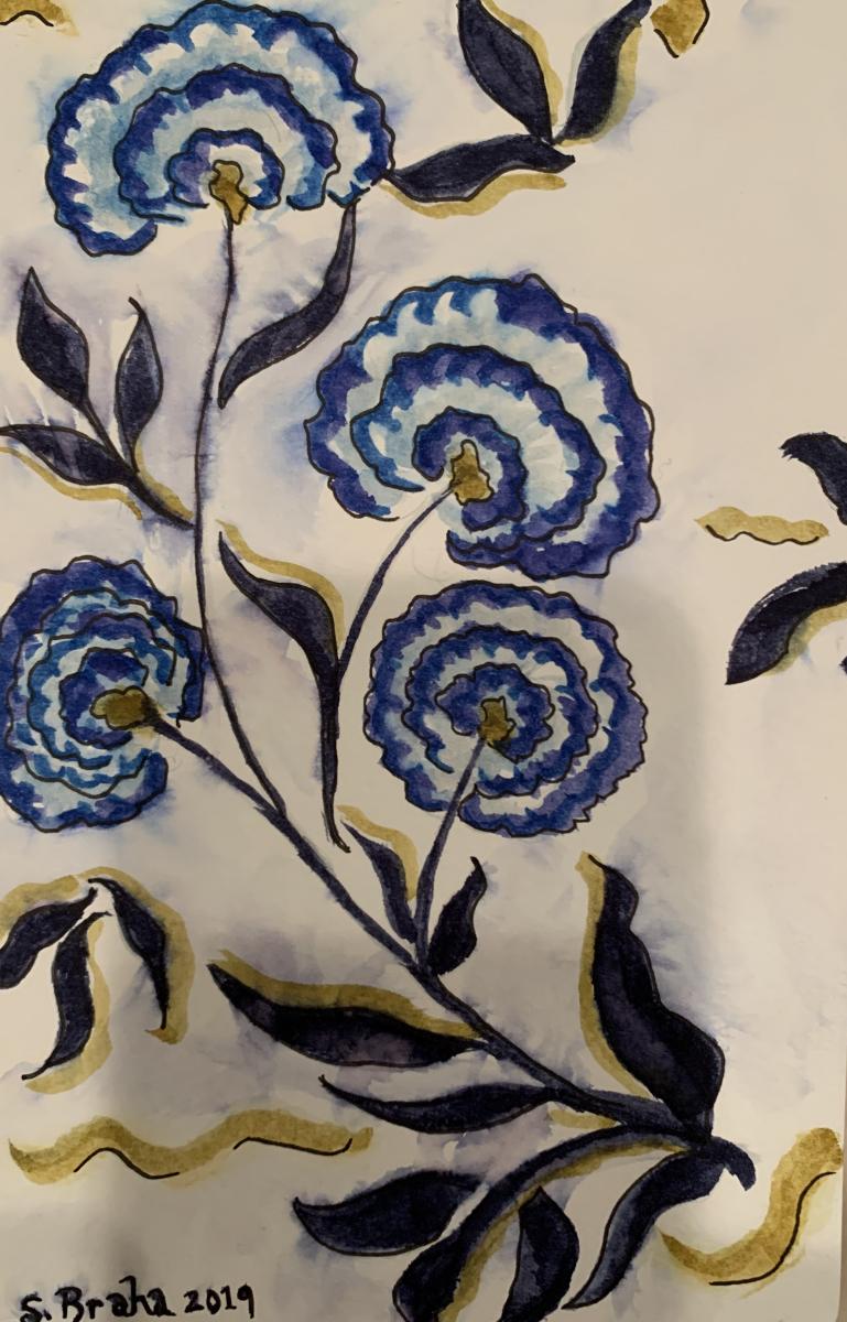 "Blue Flowers"
Mini Watercolor 
5in. x 8in. (For SAle $110)
 : Still Life : Susan Braha Photography and Fine Art