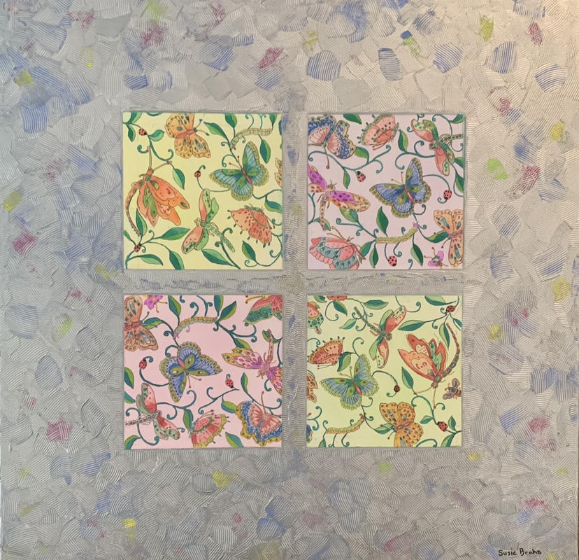 "Butterflies" Acrylic & Watercolor ( For Sale $700) : Still Life : Susan Braha Photography and Fine Art
